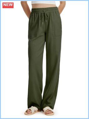 Tall Women's Linen Wide Leg Palazzo Pants Long Inseam Pull On Trousers